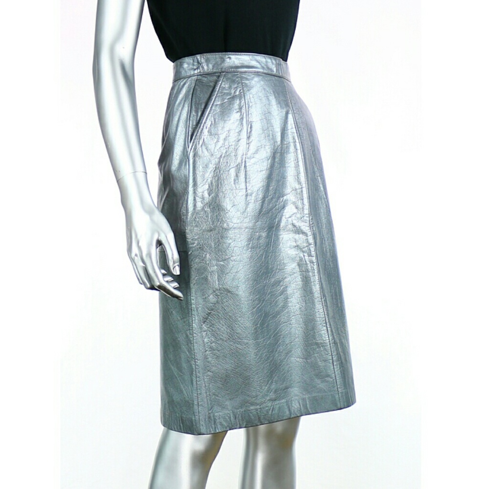 SALE! WAS $25 Toffs Metallic Silver Leather Skirt